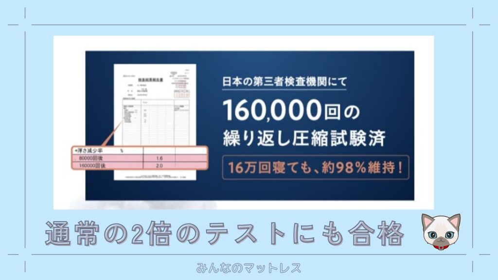 雲のやすらぎ3Rは16万回の圧縮試験でも好成績をおさめている